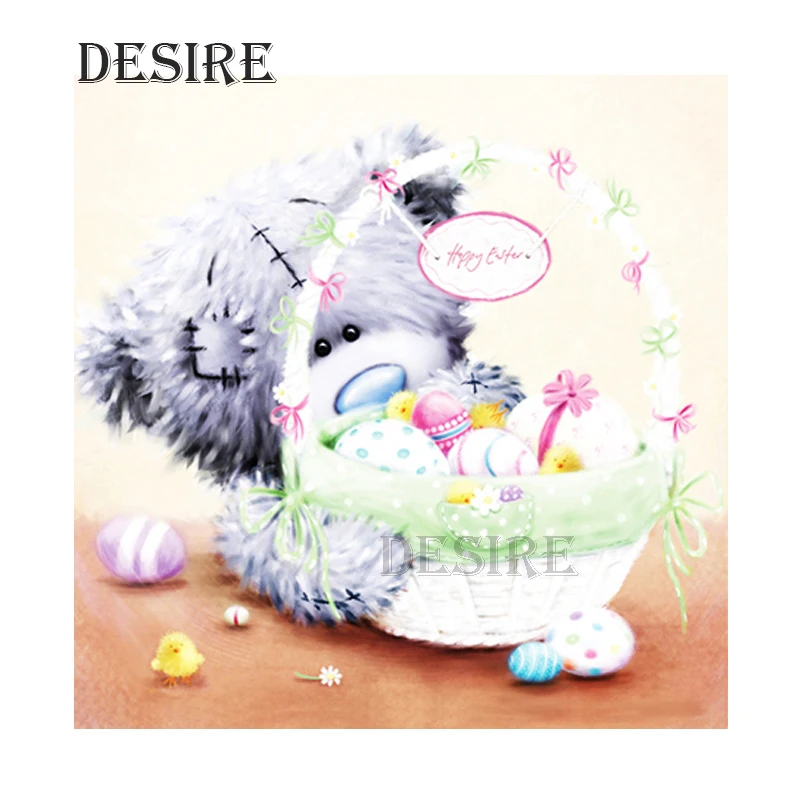 EASHRU алмазная живопись сделай сам вышивка крестиком мультяшный медведь цветок