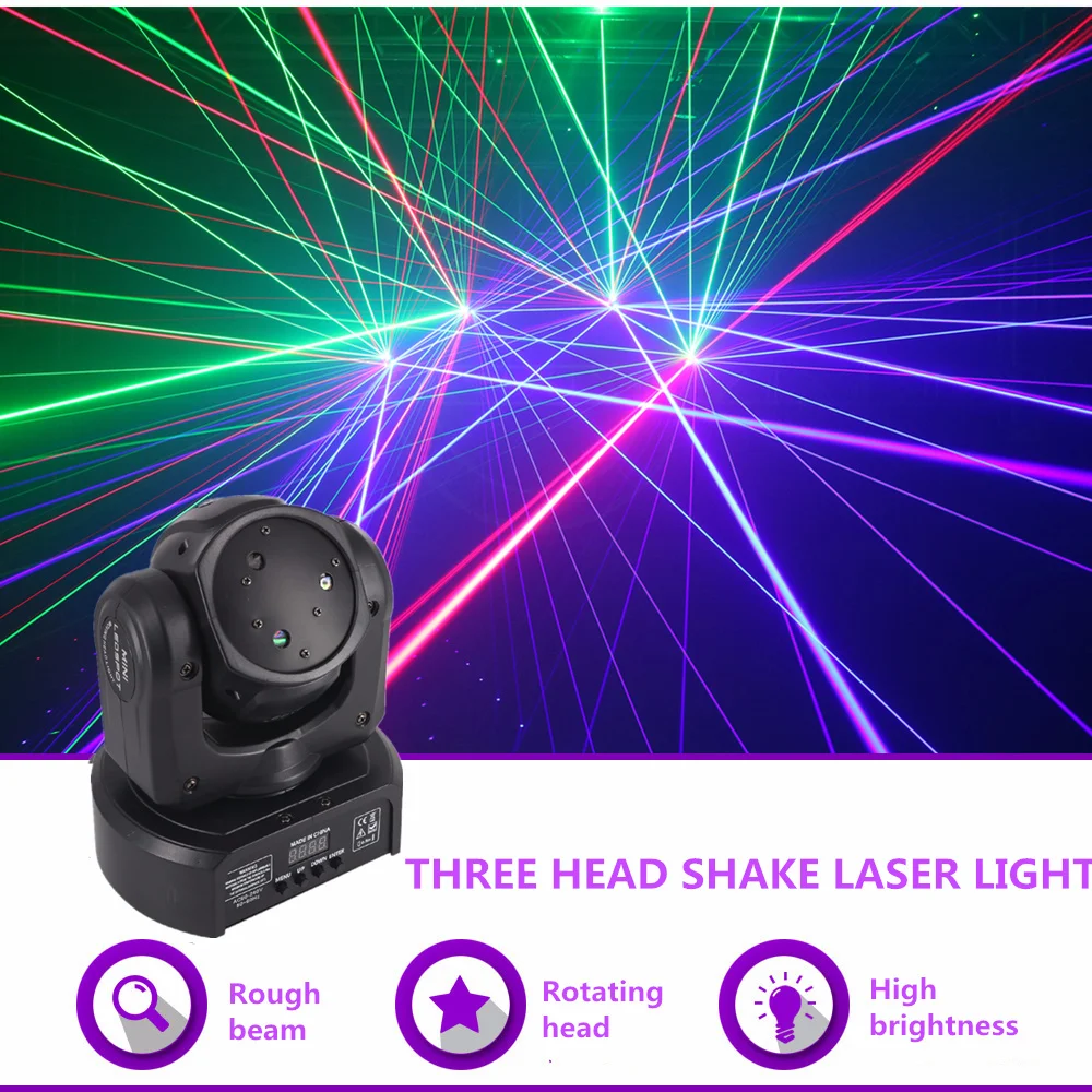Sharelife мини 3 головы RGB Акула движущийся луч DMX сетевой лазерный свет