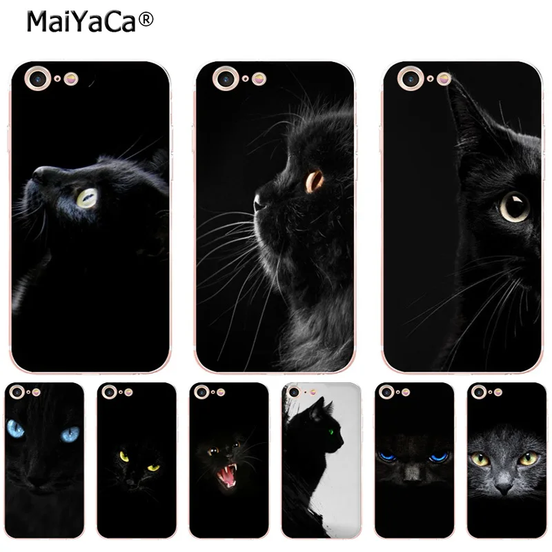 MaiYaCa Черный кот крупным планом Мягкий ТПУ чехол для телефона iPhone 8 7 6 6S Plus X XS MAX XR 5 5S