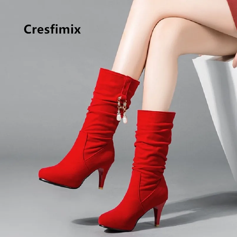 Cresfimix/модные милые осенние высокие сапоги для подростков Большие размеры 34 43
