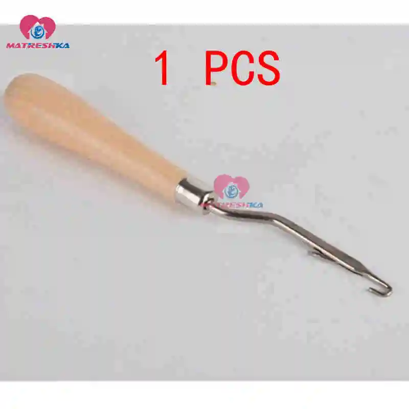1 PCS Крючок с защелкой, набор ковров, защелка для самостоятельной сборки, крючок для вязания крючком, деревянная ручка, инструмент для снятия игл, инструмент для холщового коврика, ковер ручной работы, инструменты, аксессуары - Цвет: 1 PCS