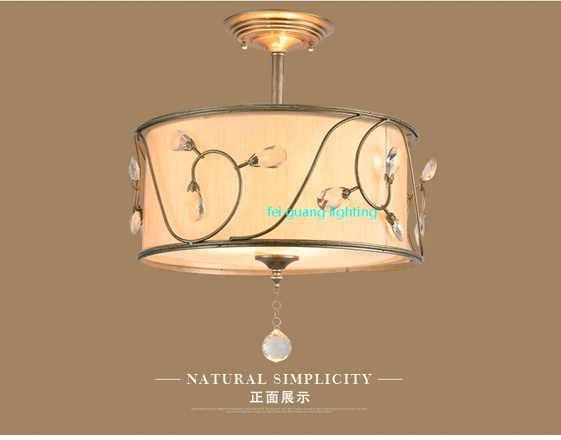 

American country ceiling lamp creative wrought iron round bedroom study lamp Nordic living room dining room lights