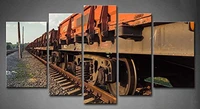 no frame 5 panels red old rail freight car unframed paintings modern picture print on canvas car pictures painting wall