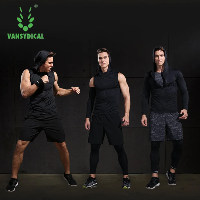 Vansydical Для мужчин s Спортивная Сжатия спортивный костюм колготки рубашки костюмы