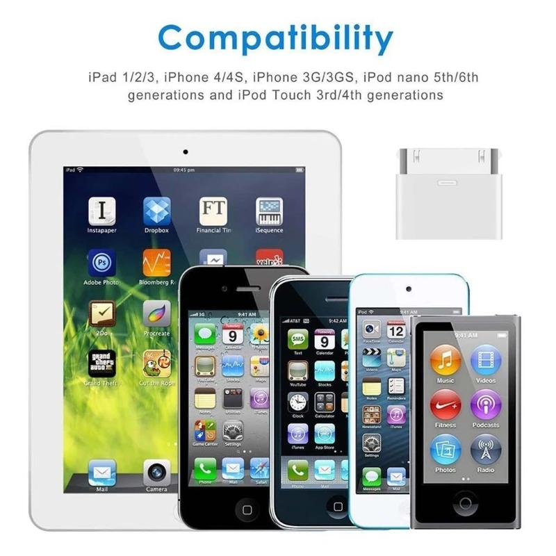 Переходник с 8 штырьков на 30 для Iphone 4 iPad 2 3 Touch3 4|Компьютерные кабели и разъемы| |
