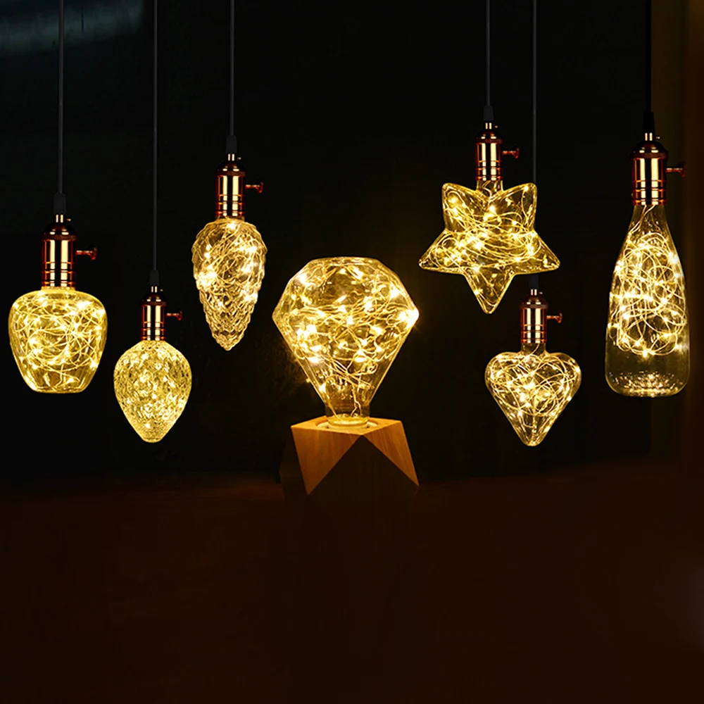 Стеклянная крышка Светодиодная лампа накаливания E27 110 В 220 медная проволока