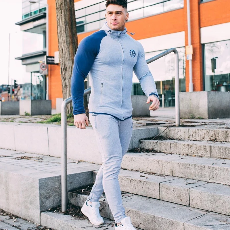 Спортивный костюм мужские комплекты Тощий спортзал фитнес бодибилдинг