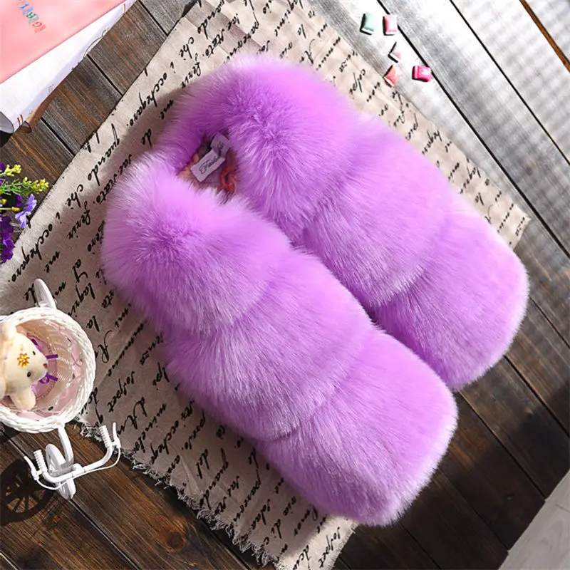 Retail New Children Casual Faux Fur Waistcoats Girls Fashion Solid Color Vests Baby Girl Version Waistcoat Boys Warm Vest | Детская