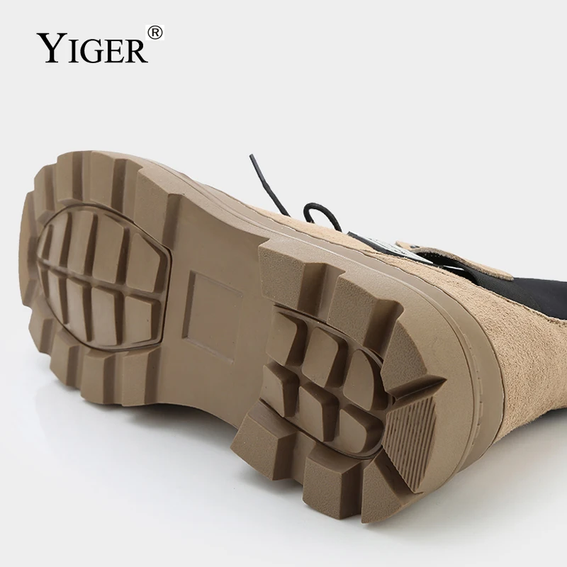 YIGER/Новые мужские ботинки на шнуровке дезерты из свиной замши Ботильоны большого