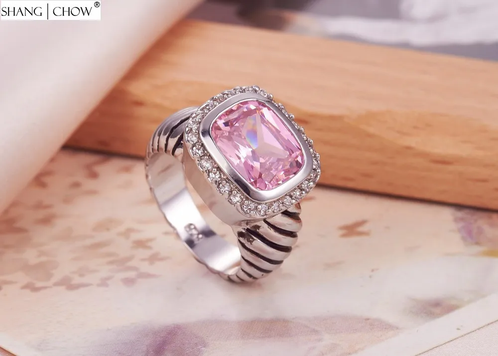 Женское Винтажное кольцо из розового кварца Kunzite стерлингового серебра 925 пробы