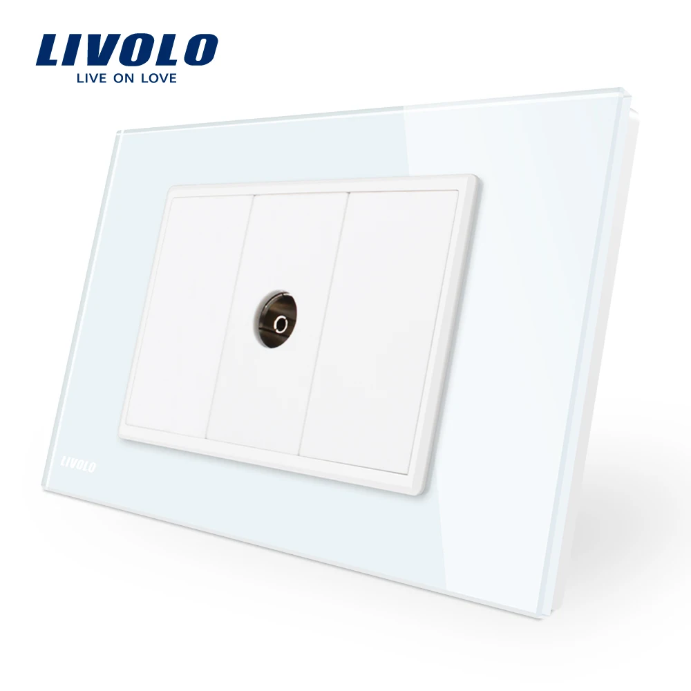 Livolo AU/US стандартная Роскошная розетка для телевизора с белым жемчугом и кристаллами, VL-C91V-11
