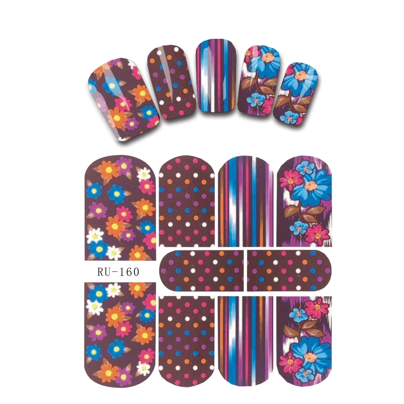 Наклейка на ногти водная наклейка цветок Черная кружевная ткань ромашки лоза