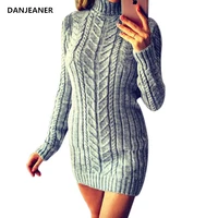 danjeaner vintage turtleneck thick sweaters dress winter women long sleeve solid slim fit knitting pullovers plus size jumpers