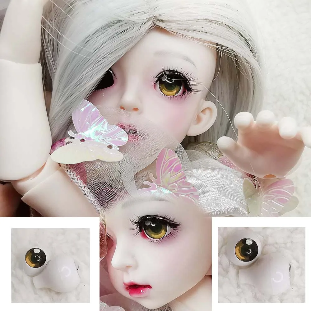 Карикатура bjd глаза коричневого цвета DIY plalstic BJD глазные яблоки 12 мм 14 16 18 20 22
