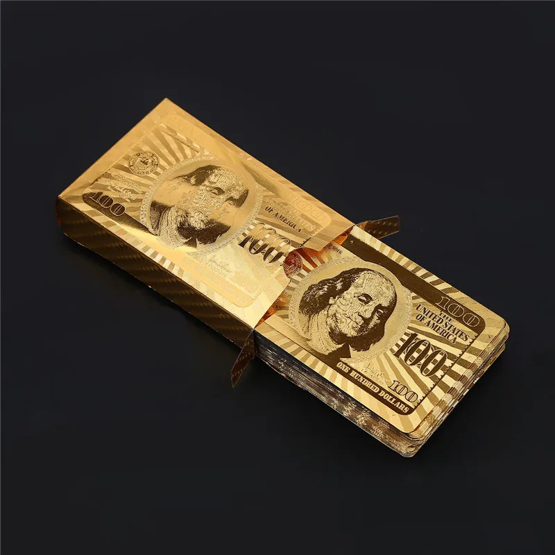 Gold foil dollar 24 K золотые игральные карты игра игрушка водонепроницаемый колода Золотая фольга покер набор пластиковые волшебные карты подарки игральные карты волшебные игрушки - Цвет: Gold foil dollar