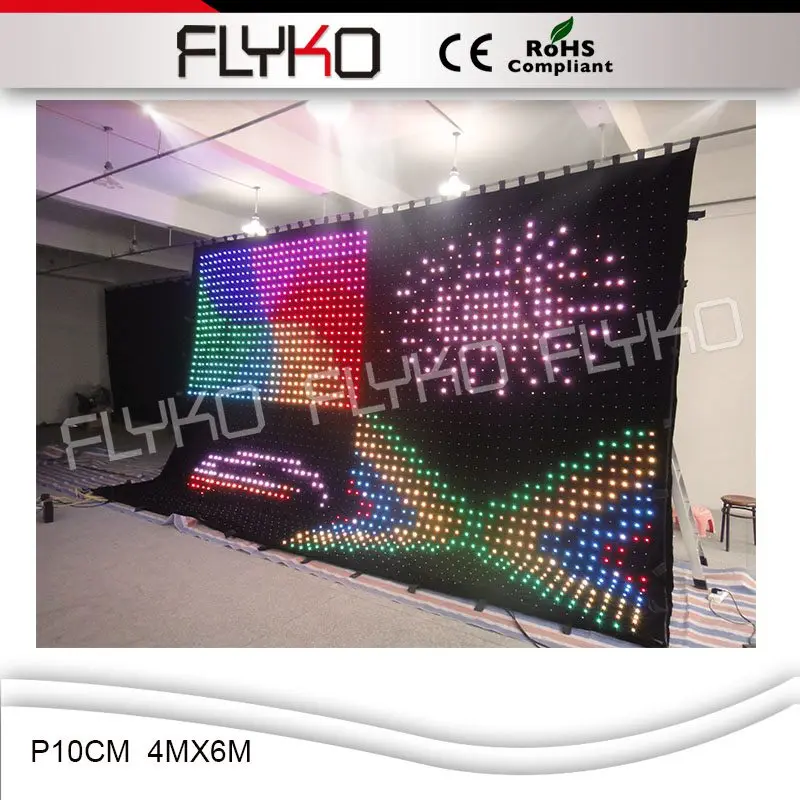 CE ROHS красивый светодиодный видео экран для концертной сцены p10cm 4 м x 6 занавес |