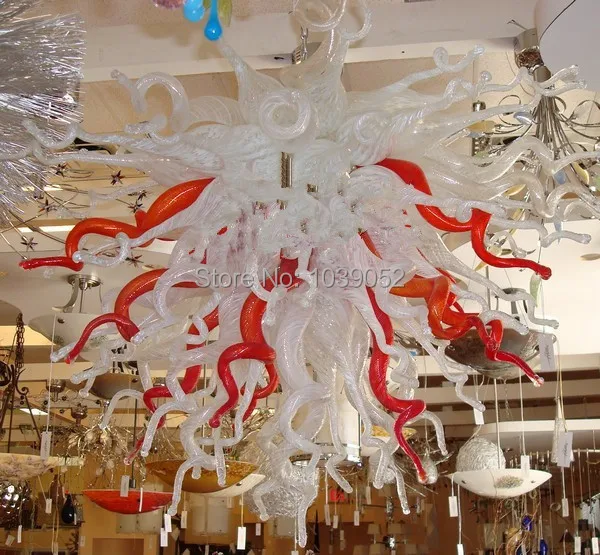 

Free Shipping Villa Light Cheap Modern Handmade Red and White Murano Chandelier