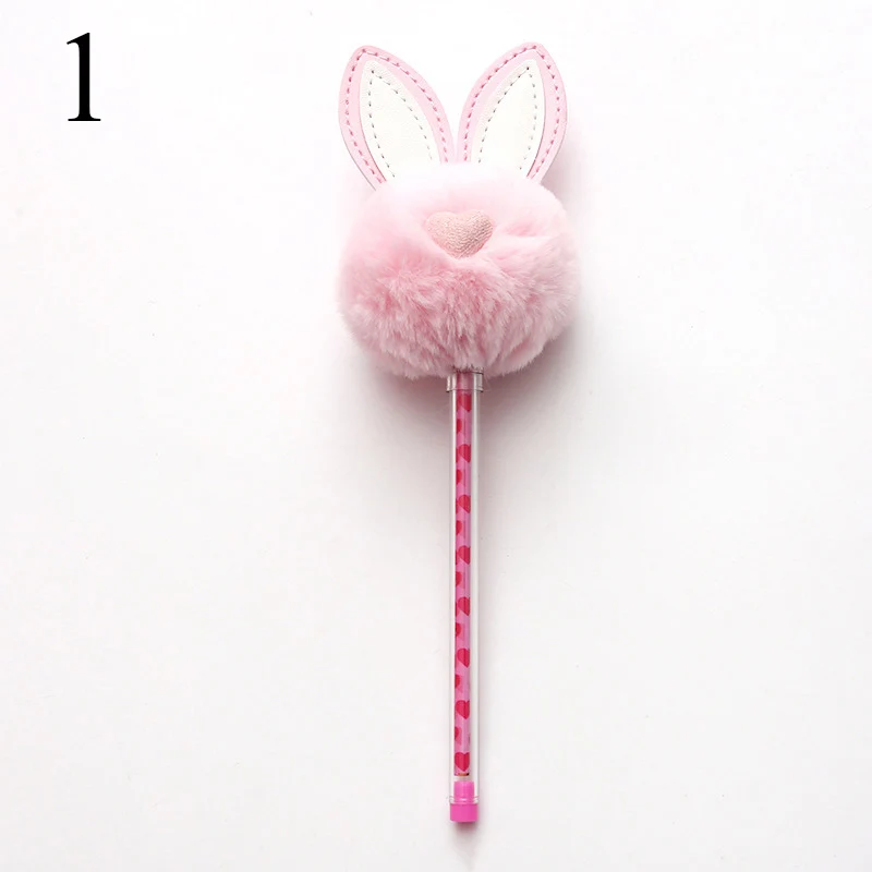 1 Милый Плюшевый Кролик с ушами гелевая ручка 0,5 мм Kawaii черные чернила нейтральные ручки для детей девочки подарок письма школьные принадлежности корейские канцелярские принадлежности - Цвет: 1