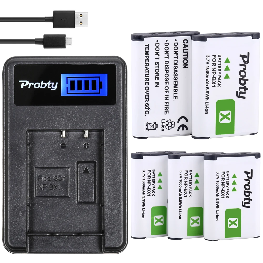 Зарядное устройство PROBTY для Sony 5 элементов Φ NP BX1 с ЖК дисплеем|np bx1 battery|np bx1np-bx1 charger