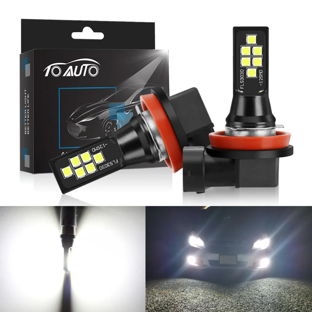 2pcs 1400LM H8 H11 LED HB4 9006 HB3 9005 Bulbs Car Lights 6000K White Driving Lamp Auto Bulb DC 12V | Автомобили и мотоциклы