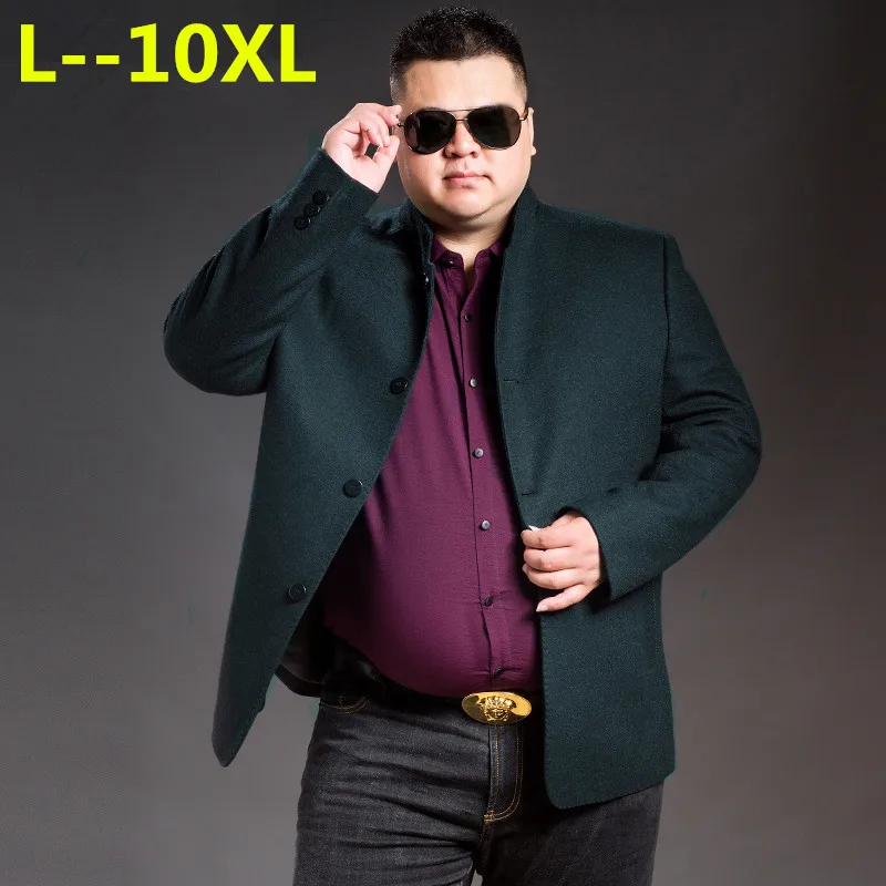 Большие размеры 8XL 6XL 5XL 4XL осенне-зимнее мужское длинное плотное шерстяное пальто