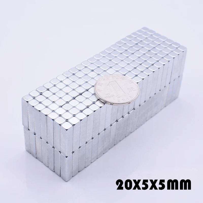 20 шт. неодимовый магнит 20x5x5 мм Постоянный NdFeB N35 Маленький супер мощный Магнитный Магнит для рукоделия галлия