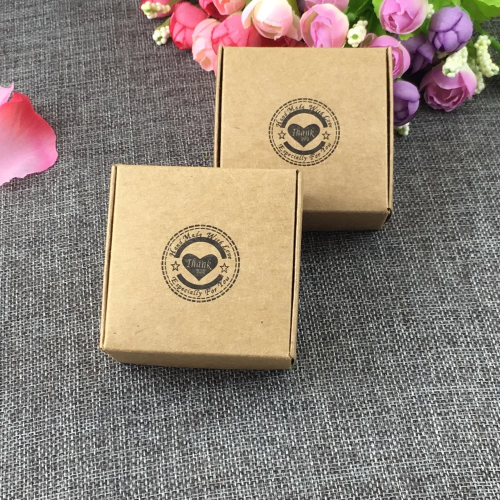 50 шт./лот 6 5x6 5x3 см новые подарочные коробки из крафт бумаги с надписью love Thank You