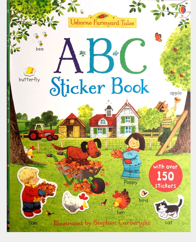 5 книг/набор Usborne Детская английская наклейка с изображением книги-раскраски обучающие книги детские наряды/Рождество/стикеры автомобили