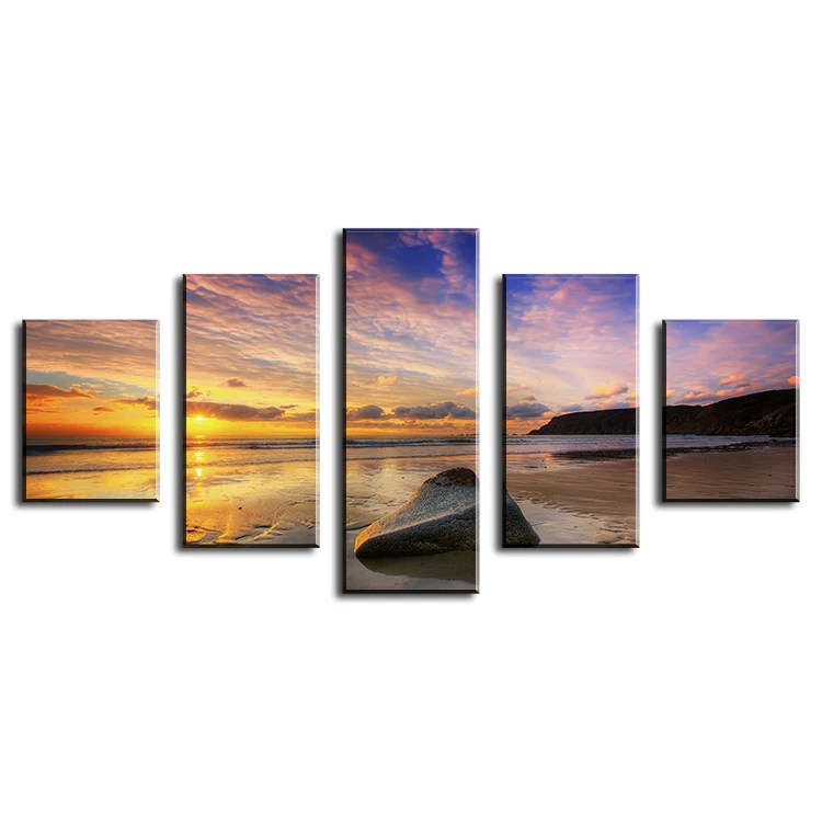 

5 Panel calm summer sunset Modern Home Wall Decor Canvas Picture Art Print WALL Painting Set of 5 Each Canvas Arts Unframe