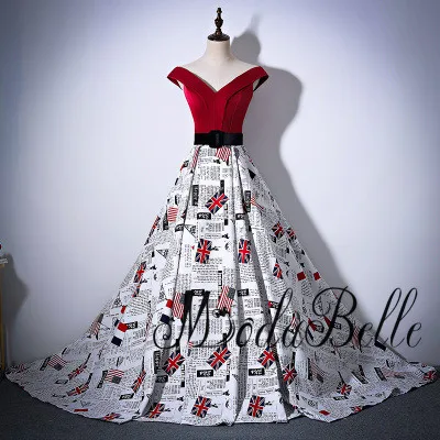 Женское вечернее платье с принтом Modabell черное для выпускного вечера v-образным