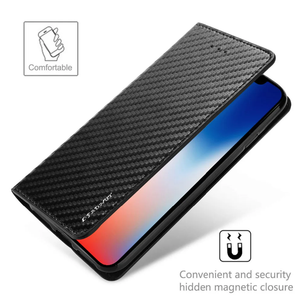L-FADNUT кожаный чехол из углеродного волокна для iPhone 7 Plus, 8, 6 S, 6, 5, 5S, SE, Винтажный чехол с откидной крышкой и отделением для карт для iPhone Xr X Xs Max