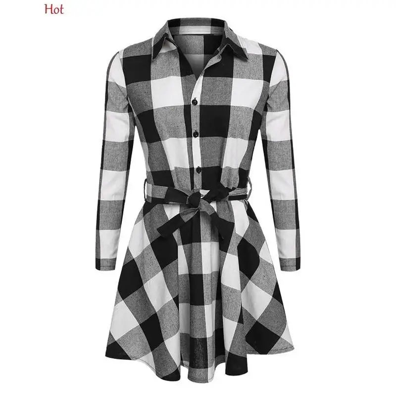 Популярные корейские женские клетчатые платья Клетчатый Ремень Повседневная