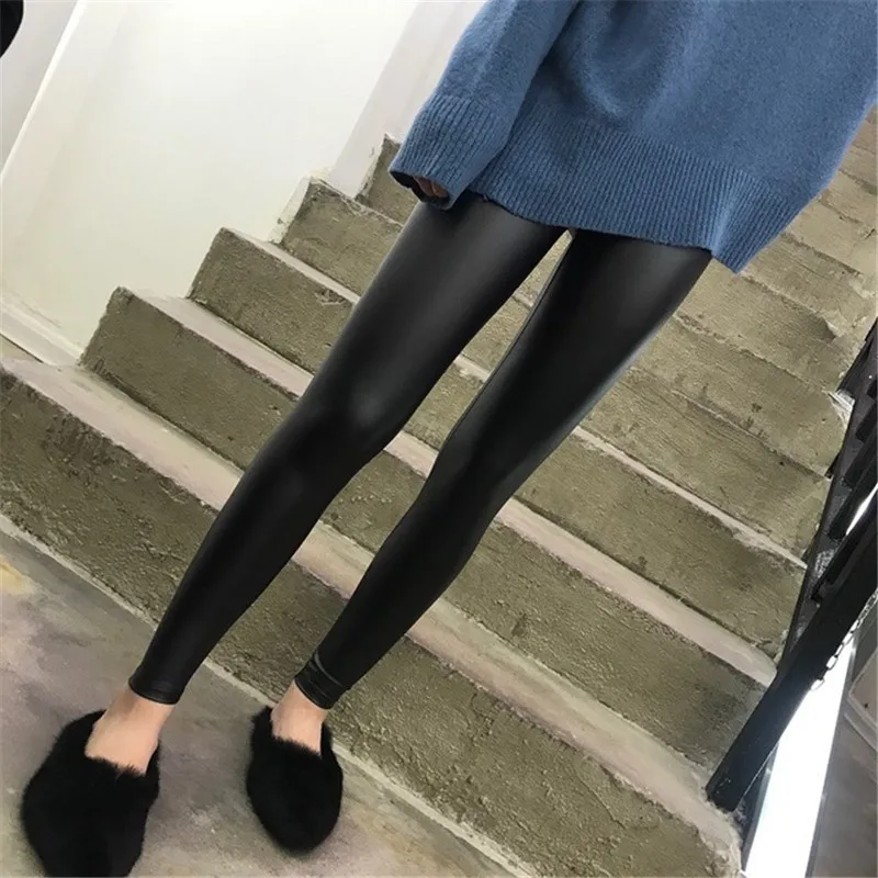 S 5XL женские леггинсы из искусственной кожи очень эластичные Jegging длиной до