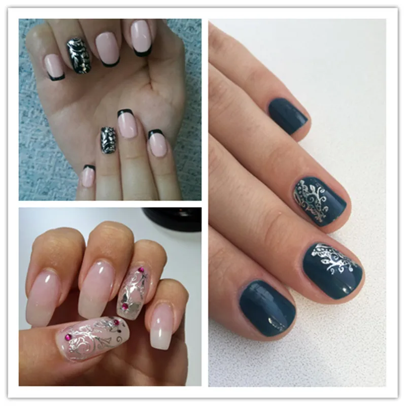 Красивые Летние 3D наклейки на ногти самоклеящиеся тисненые цветущие французские