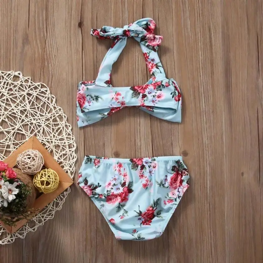 Новый комплект из 2 предметов детские для маленьких девочек цветочный купальник