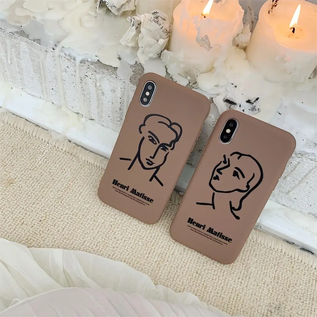 Line art Lovers Phone Чехол для iPhone 6 S 7 8 Plus X XS Max XR henri matisse мягкие чехлы из ТПУ задняя крышка