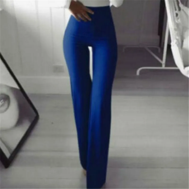 Женские Летние Осенние однотонные элегантные брюки женские расклешенные