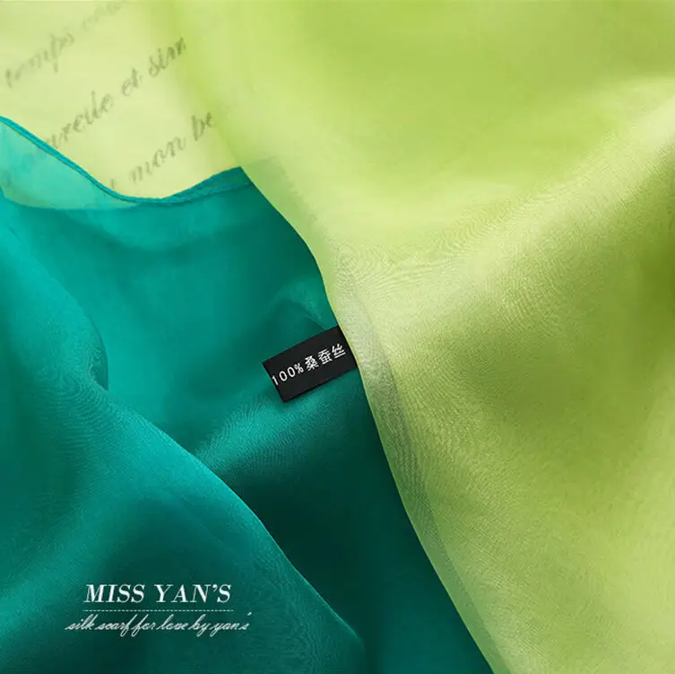 Женский шарф из натурального шелка Модные Зеленые Шарфы с градиентом фруктов 2017