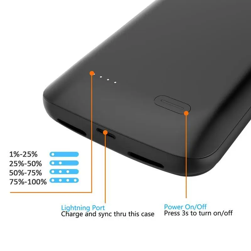 Ext power для iPhone X Xs чехол зарядного устройства 6000 мАч перезаряжаемый внешний