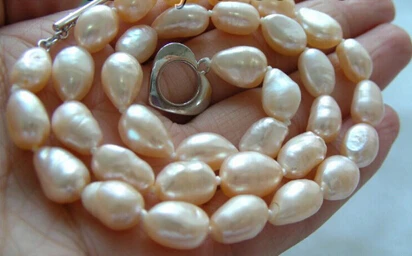 

necklace Women Gift word necklaces real 925 real natural big baroque pink freshwater pearls necklace 18" Party, Luxury Dubai