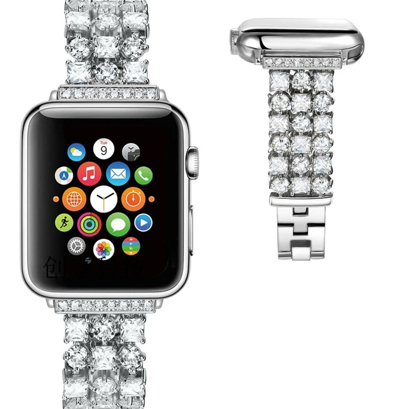 Роскошный Бриллиантовый Браслет для Apple Watch iWatch серии 1 2 3, стразы, ремешок из нержавеющей стали 38 мм 42 мм, браслет