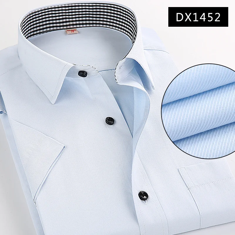 DX1452 twill blue Большие размеры 6XL 7XL 8XL мужские рубашки с коротким рукавом, повседневные Высококачественные одноцветные форменные рубашки для мужчин, приталенные рубашки - Цвет: DX1452 twill blue