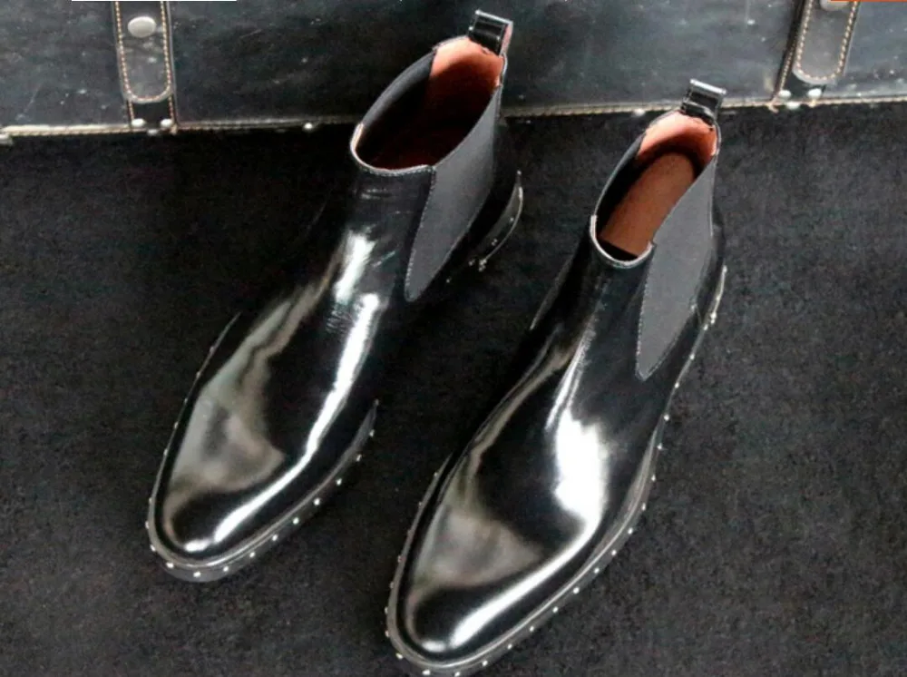 

Italian Martin Boots Genuine Leather Men Ankle Boots Pointed Toe Autumn Military Boots Wedding Shoes Cowboy Sapatos Work Booties