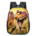 Школьный ранец с 3D рисунком динозавра, детский рюкзак с рисунком животных, Юрского периода, детский дорожный портфель для мальчиков, 12 дюймов