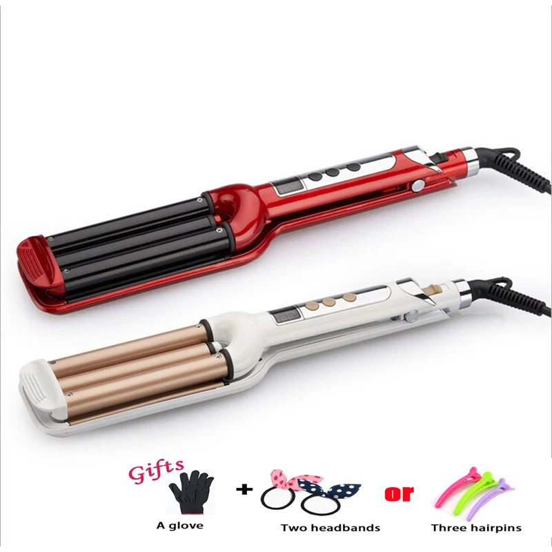 Продажа три куриные ролик Утюг Керамика щипцы для завивки волос ЖК дисплей