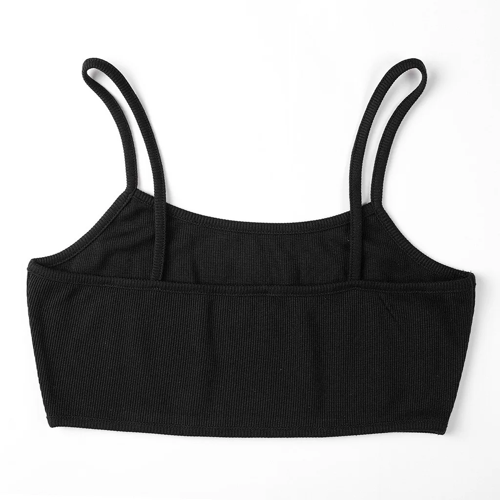 Женский укороченный топ с буквенным принтом Feitong черный без рукавов летние топы