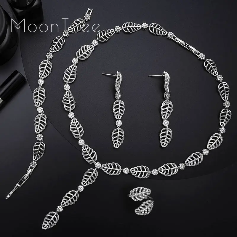 MoonTree роскошный эксклюзивный набор из листьев фианита для свадьбы помолвки