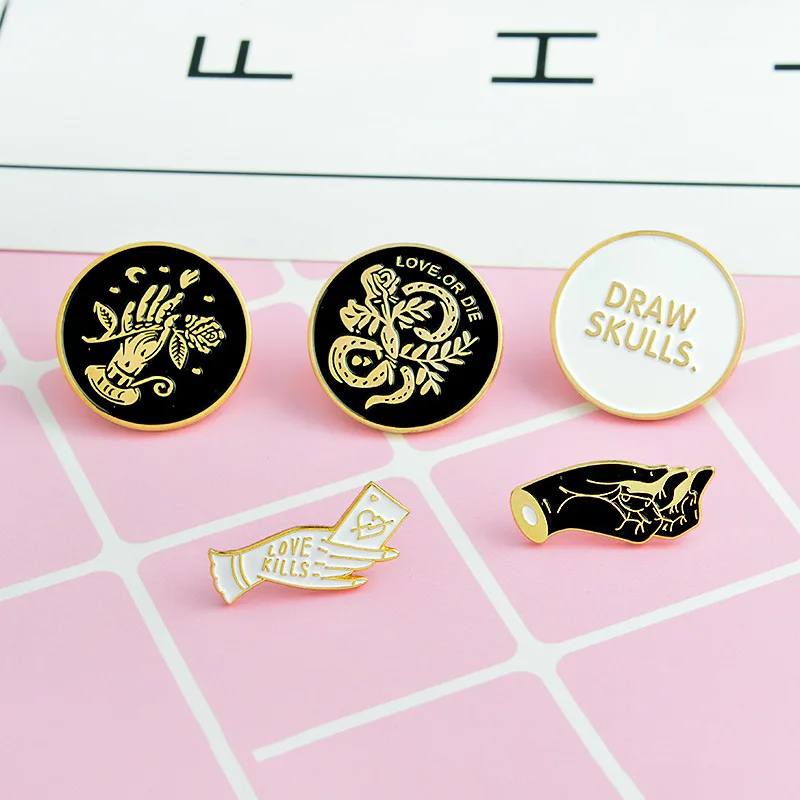 Эмалированная брошка в стиле панк высокое качество Женский нагрудный знак