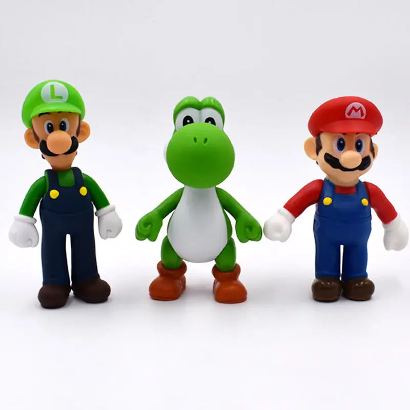 13 см 3 pz/Набор Super Mario Bros Луиджи Марио Йоши ПВХ фигурка Giocattoli di Trasporto Sh Аниме Фигурка