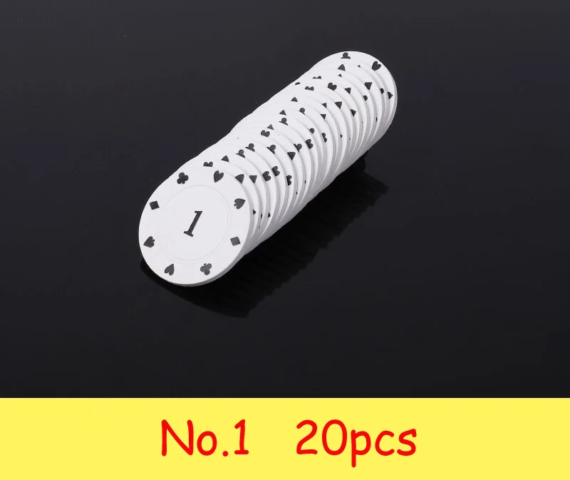 20pcs No.1 Texas Hold'em покерные фишки набор портативный азартные настольные игры ужин вечерние игры - Цвет: 20pcs No.1
